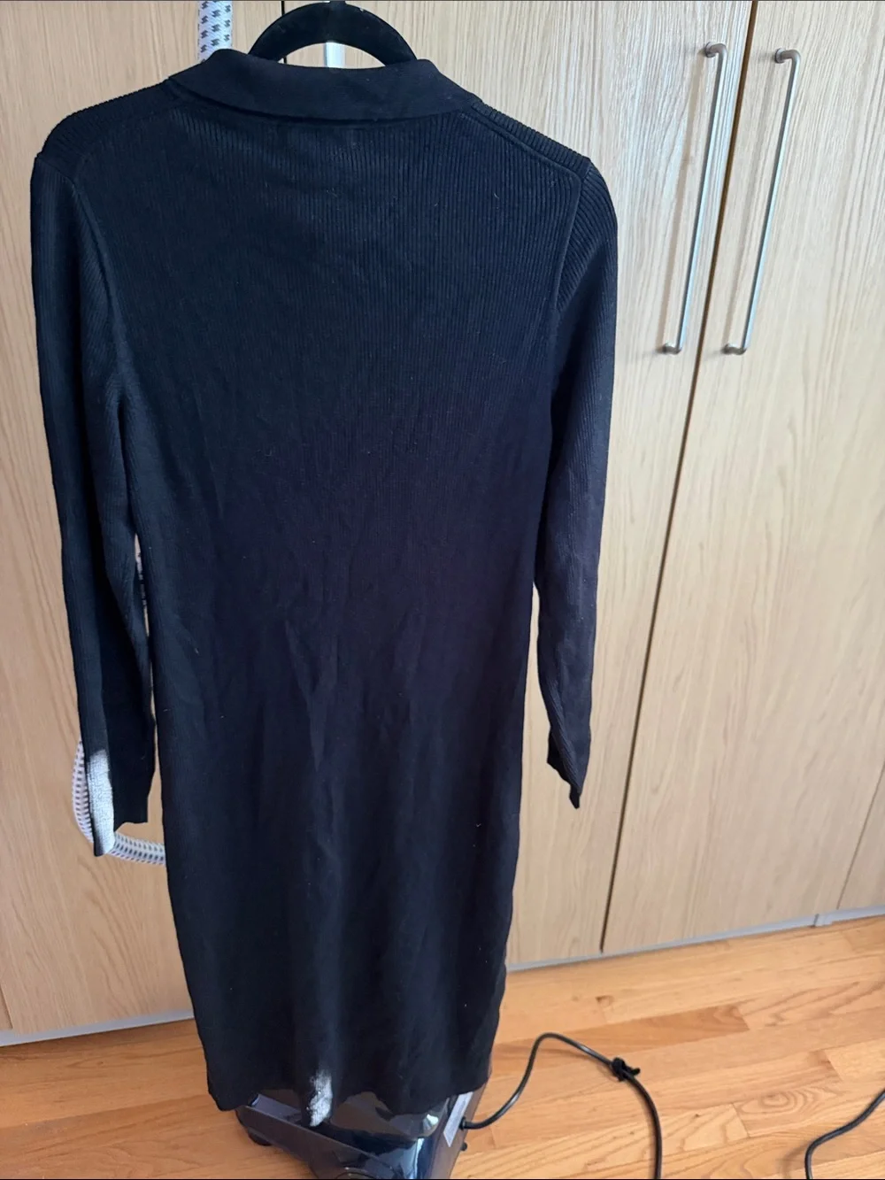 J. Crew Black Long-Sleeve Button-Front Knit Dress